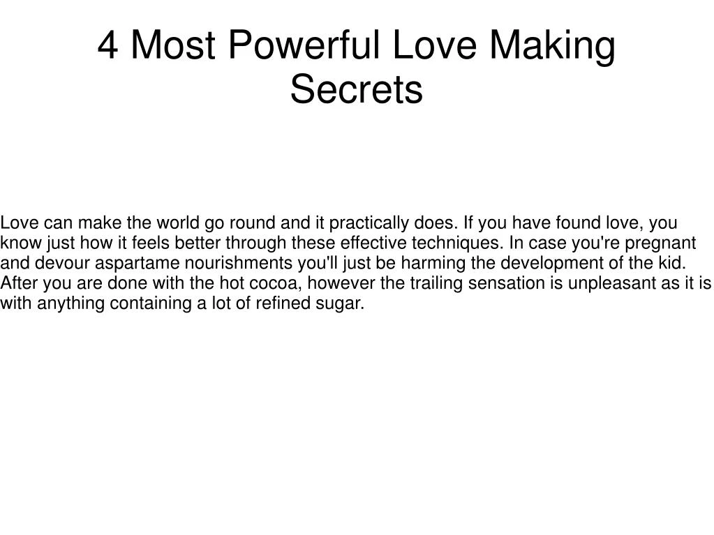 4 most powerful love making secrets