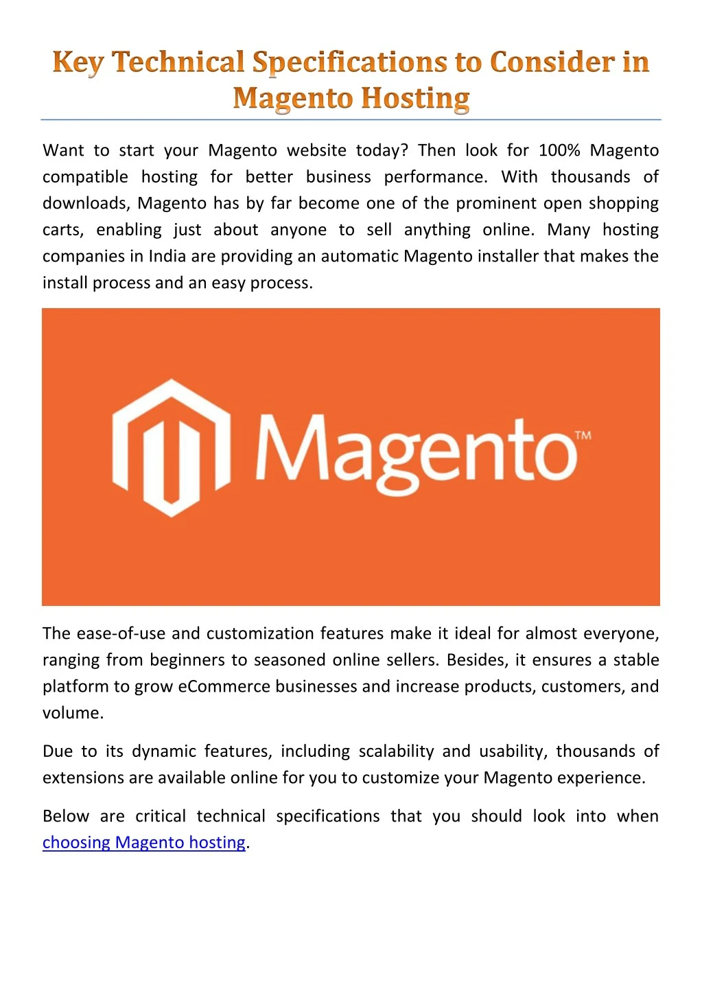 want to start your magento website today then