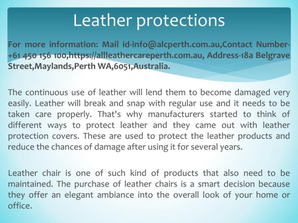 Leather protections