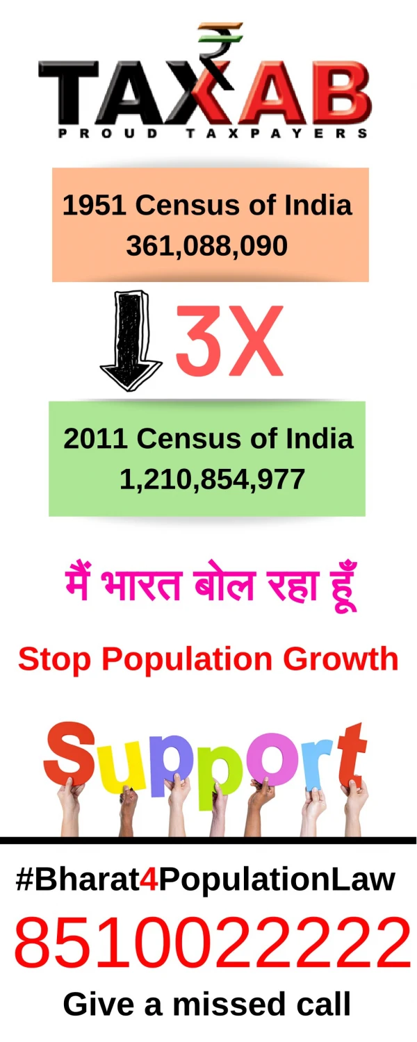 Stop Population growth in India, Support #Bharat4PopulationLaw