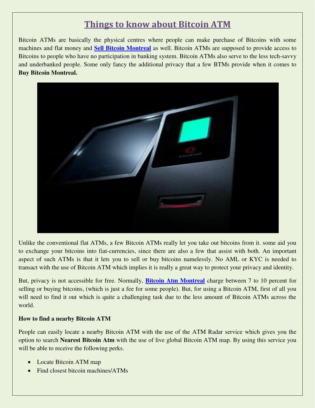 things to know about bitcoin atm