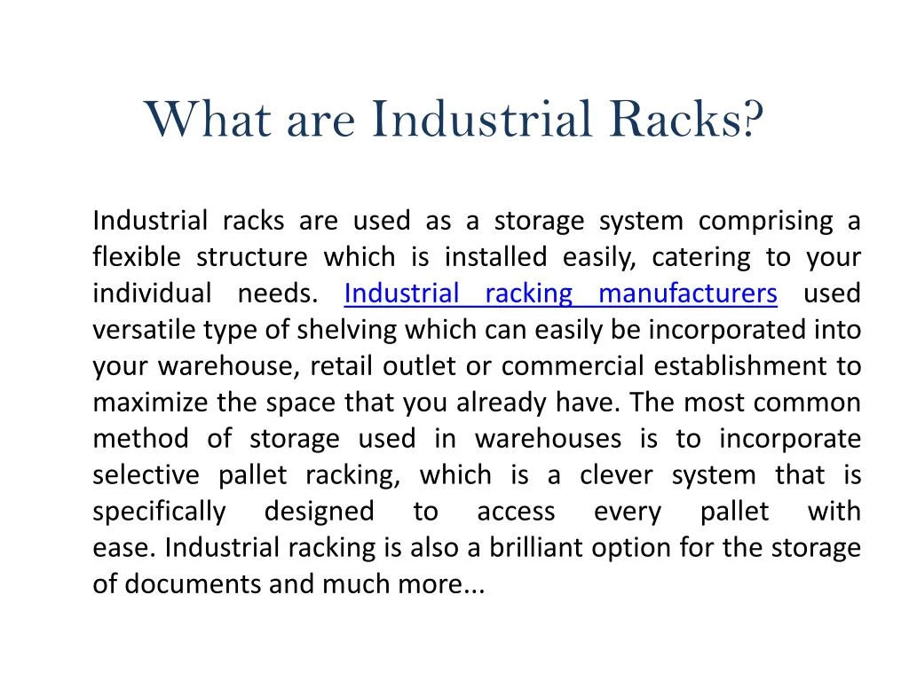 what are industrial racks