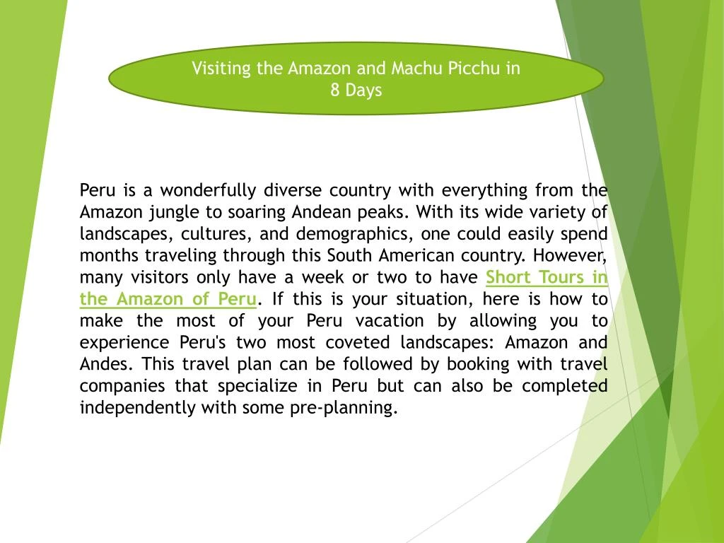 visiting the amazon and machu picchu in 8 days