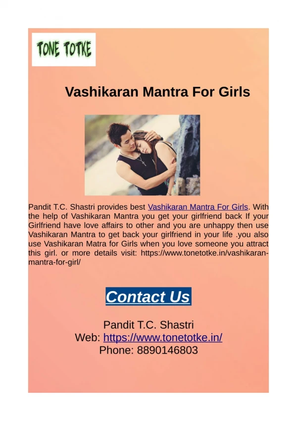 Vashikaran Mantra For Girls