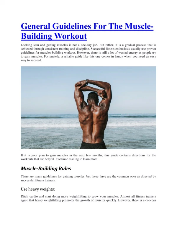 General Guidelines For The Muscle-Building Workout