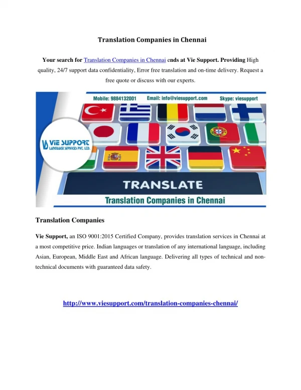 Translation Companies in Chennai