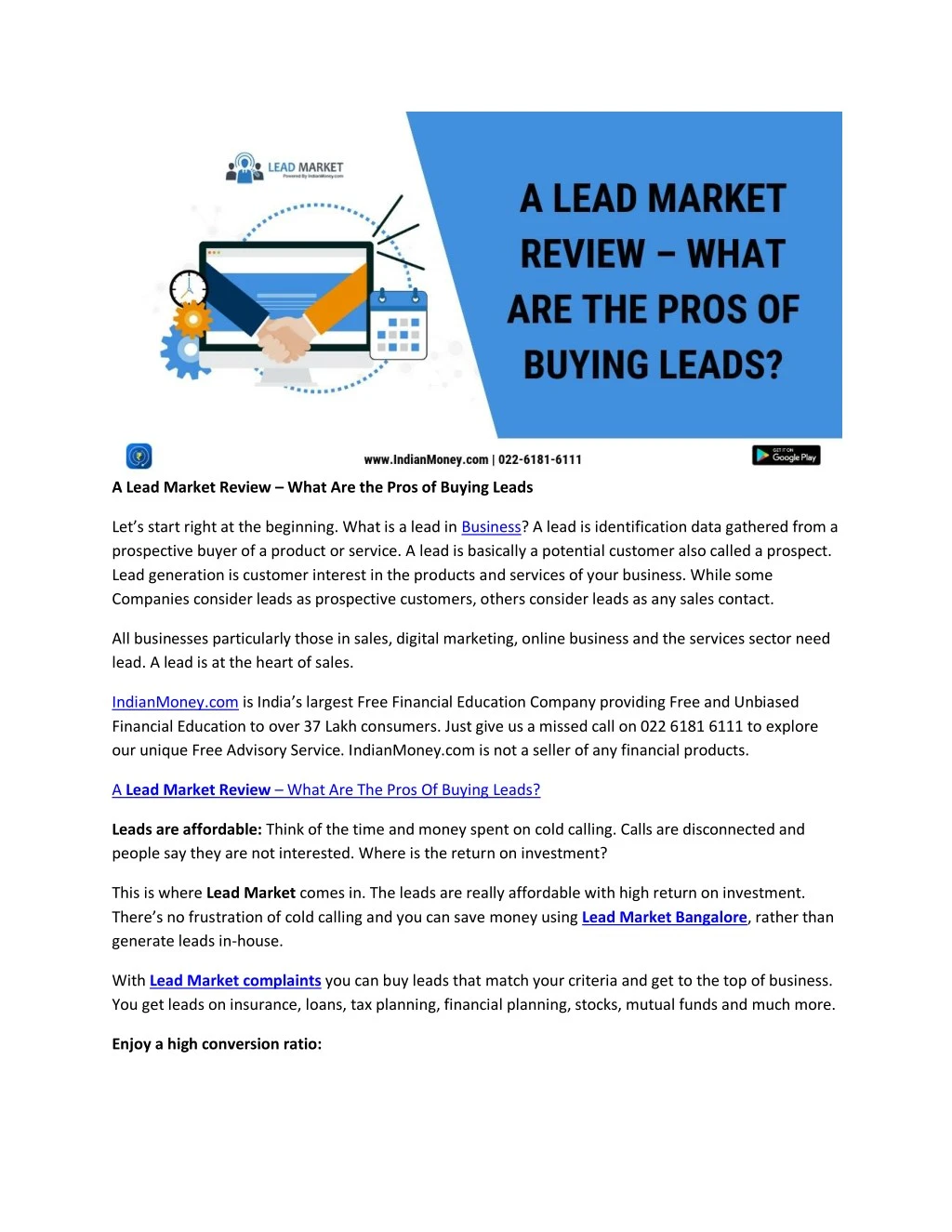 a lead market review what are the pros of buying