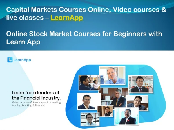Capital Markets Courses Online, Video courses & live classes - LearnApp