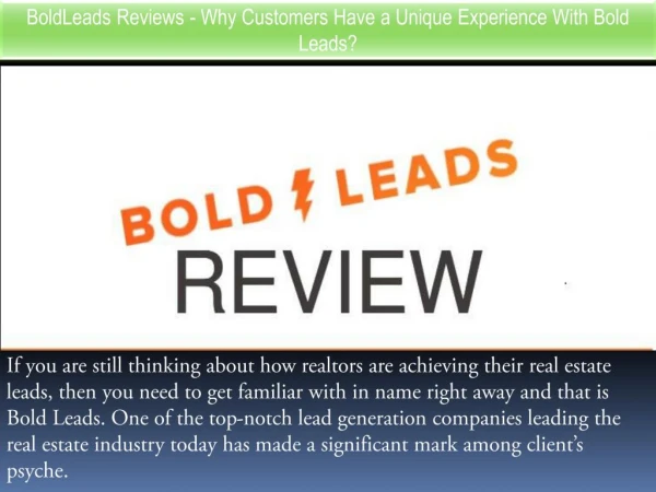 BoldLeads Reviews - Why Customers Have a Unique Experience With Bold Leads?