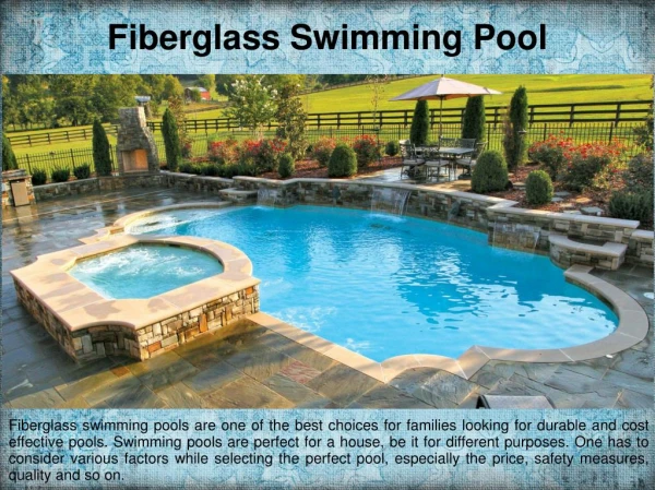 Benifits Fiberglass Swimming Pools