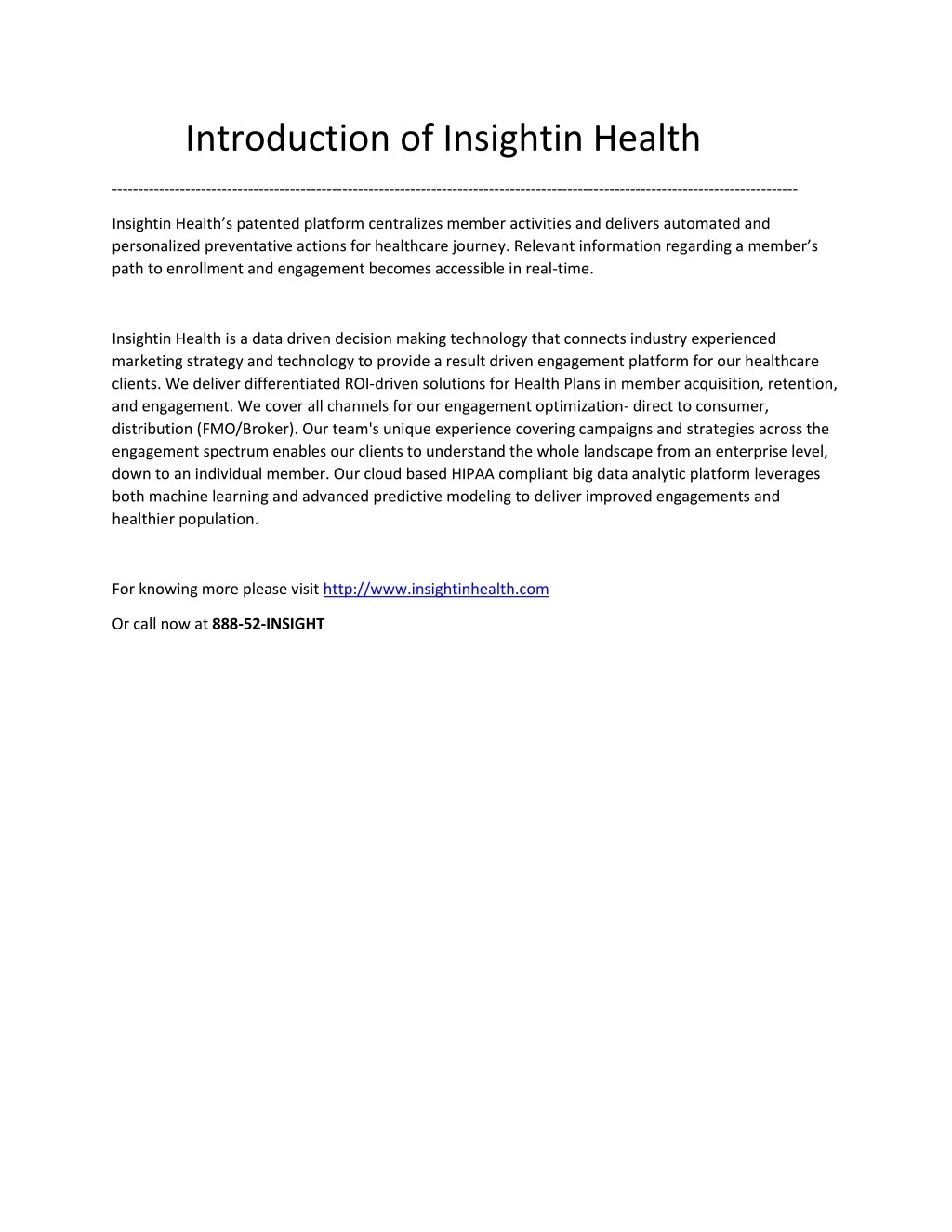 introduction of insightin health