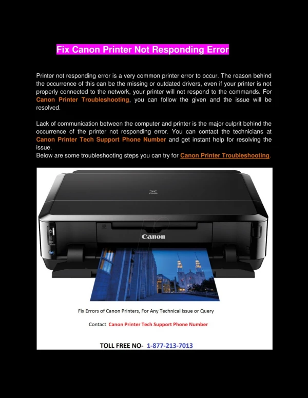 Fix Canon Printer not responding Error