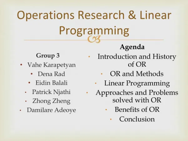 Operations Research Linear Programming