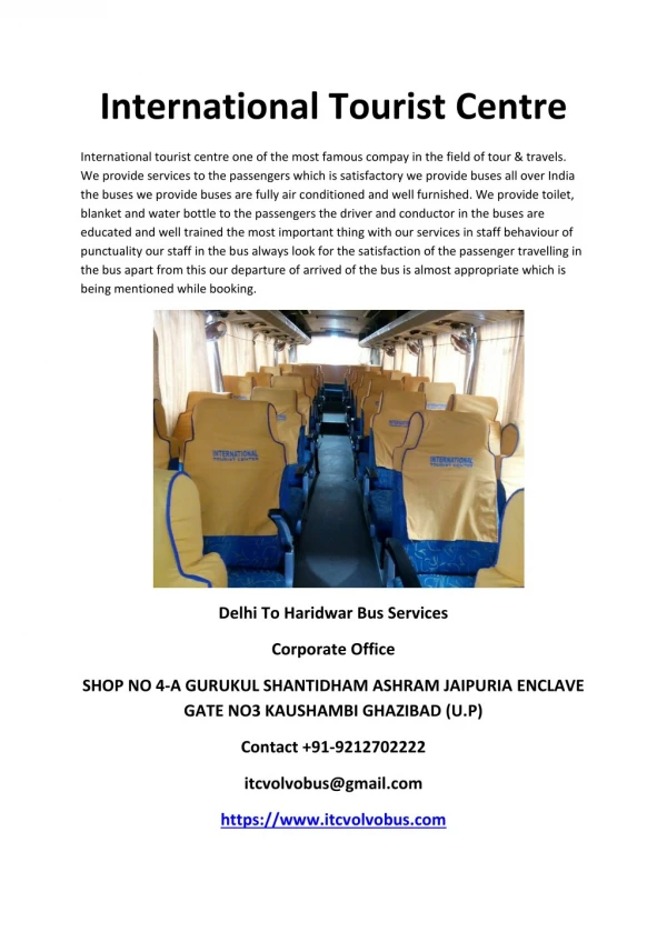 Delhi To Haridwar Bus Services