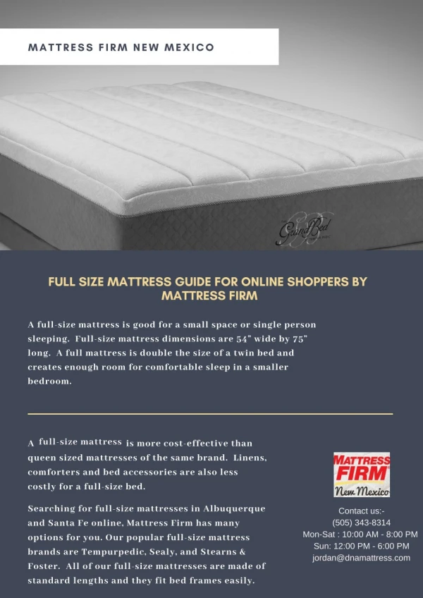 Full Size Mattress Guide for Online Shoppers by Mattress Firm