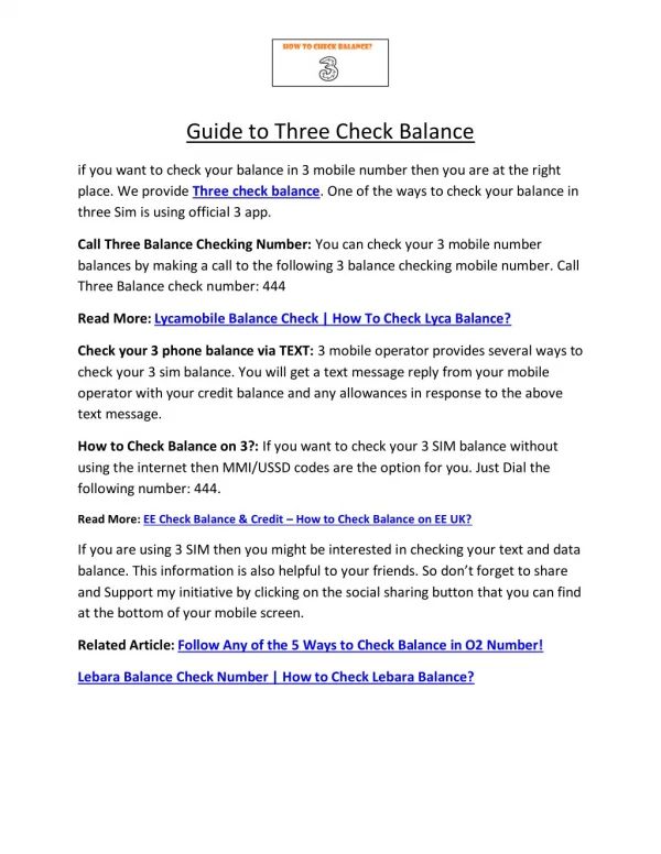 Guide to Three Check Balance