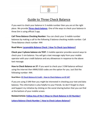 Guide to Three Check Balance - slide 1