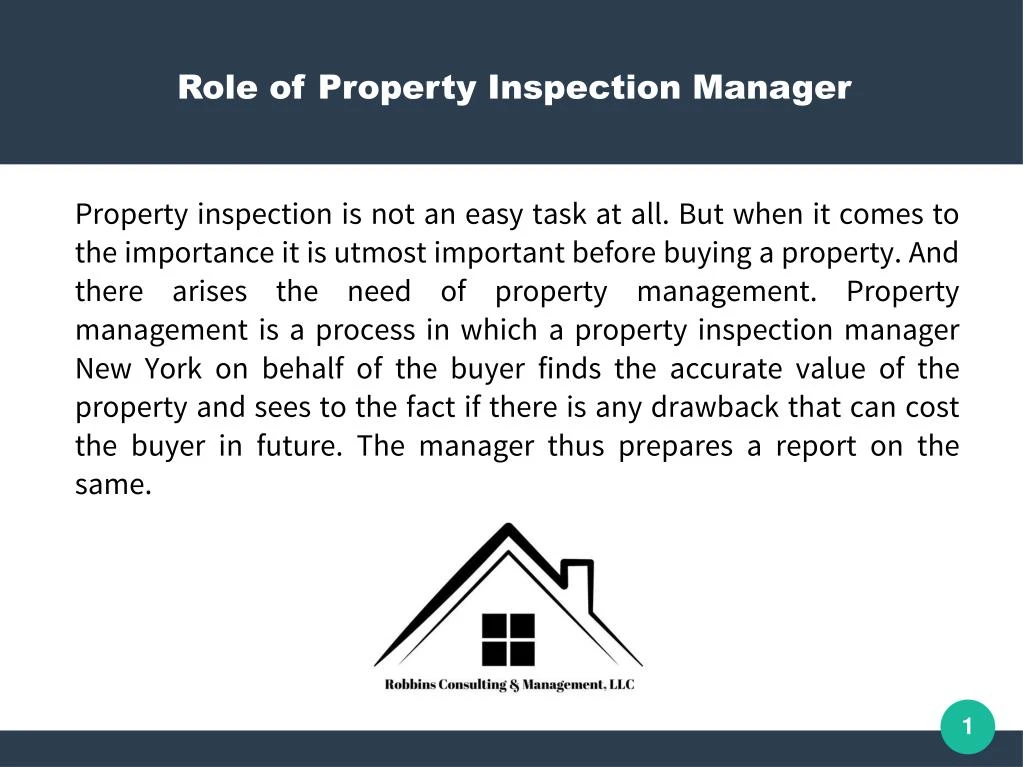 role of property inspection manager