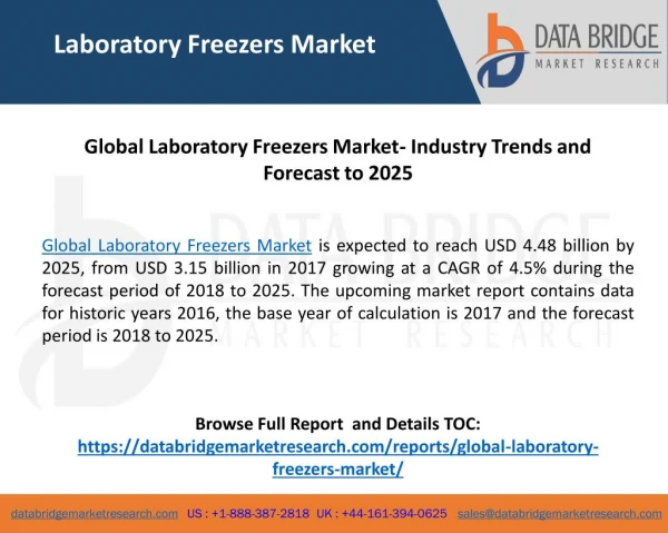 Global Laboratory Freezers Market- Industry Trends and Forecast to 2025