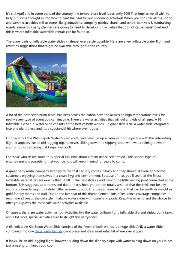 Beat the Heat With Inflatable Water Slide Rentals