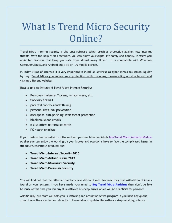 What is Trend Micro Security Online?