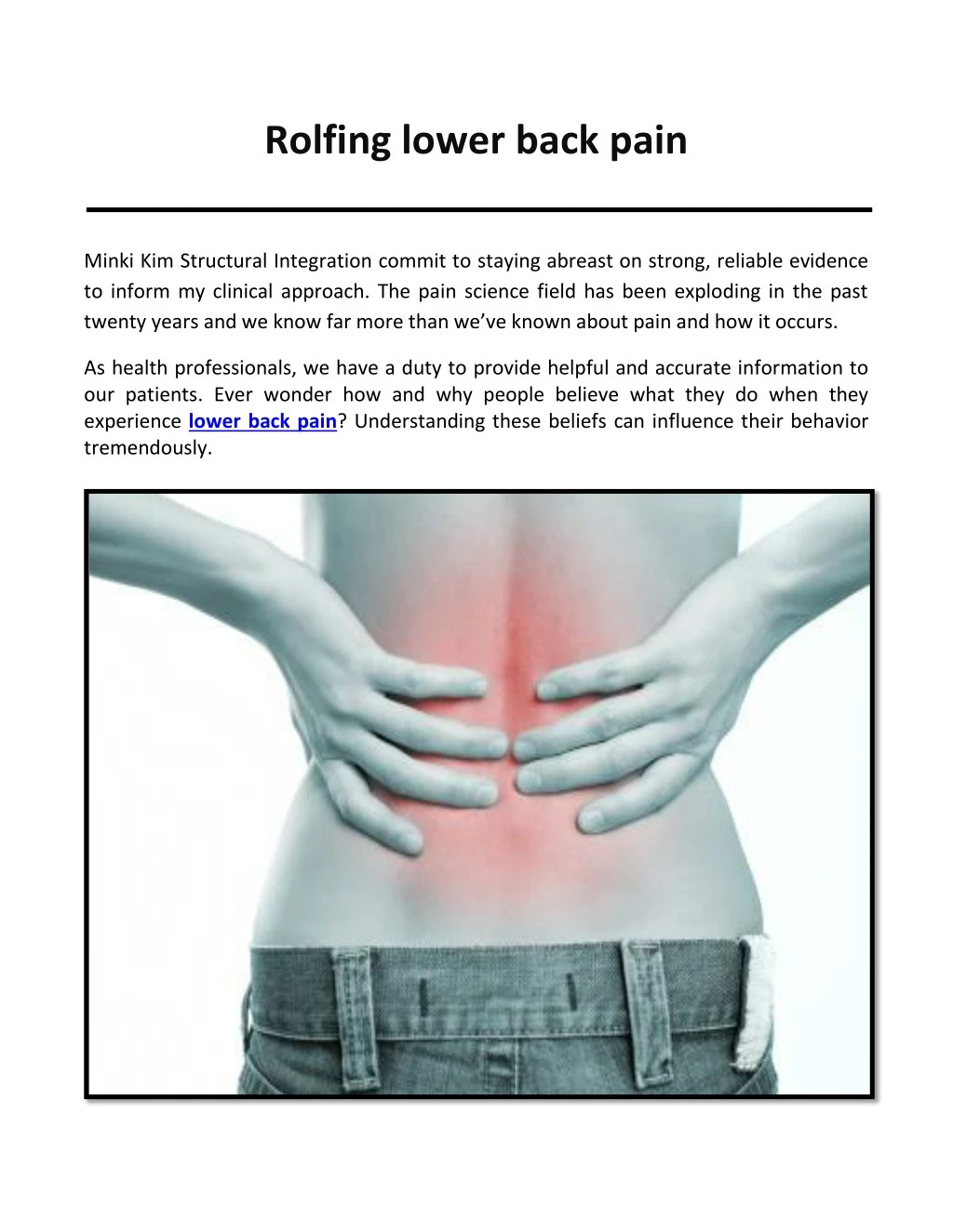 rolfing lower back pain