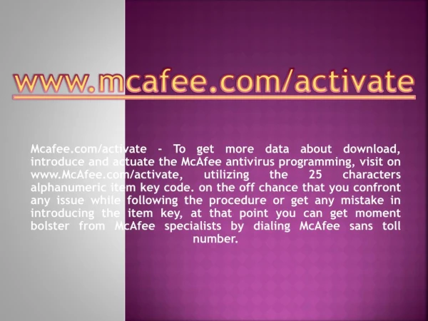 www mcafee com activate
