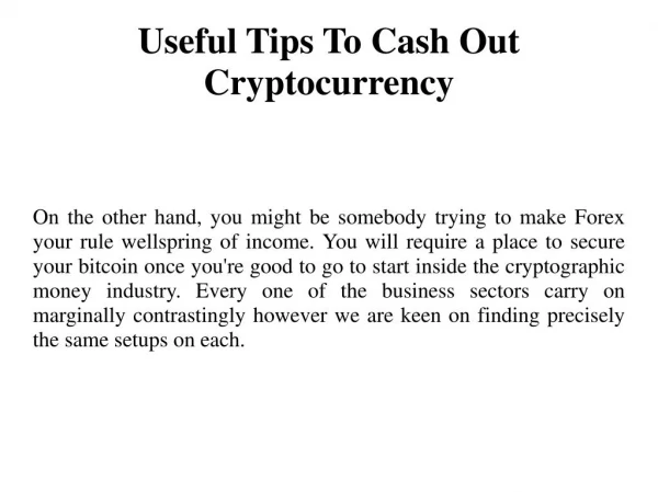 Useful Tips To Cash Out Cryptocurrency