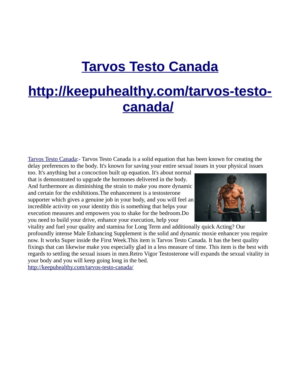 tarvos testo canada