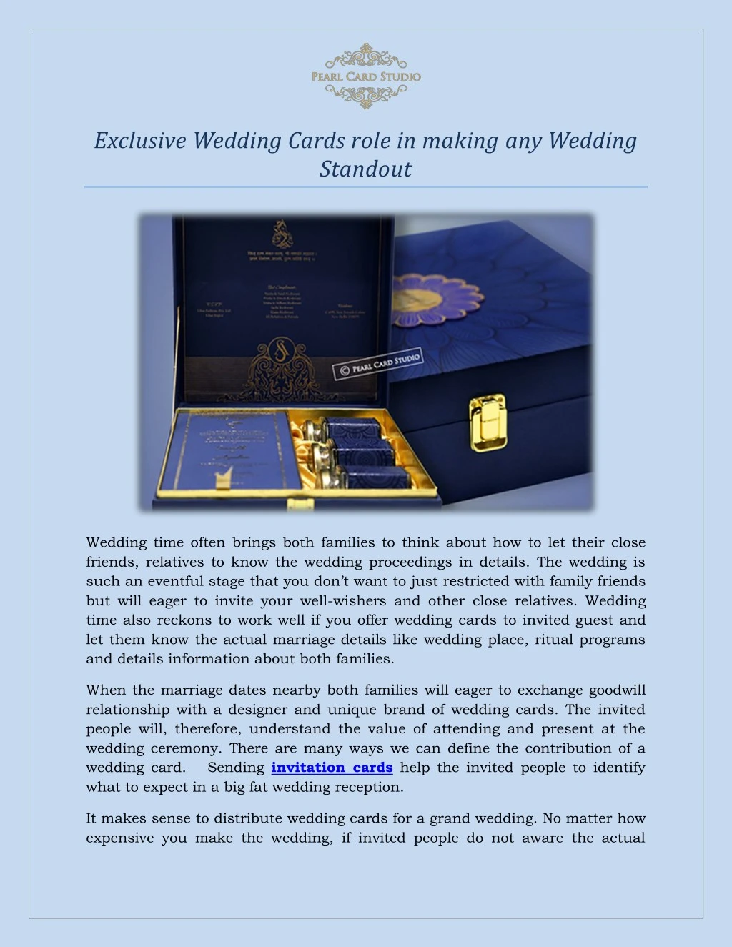 exclusive wedding cards role in making