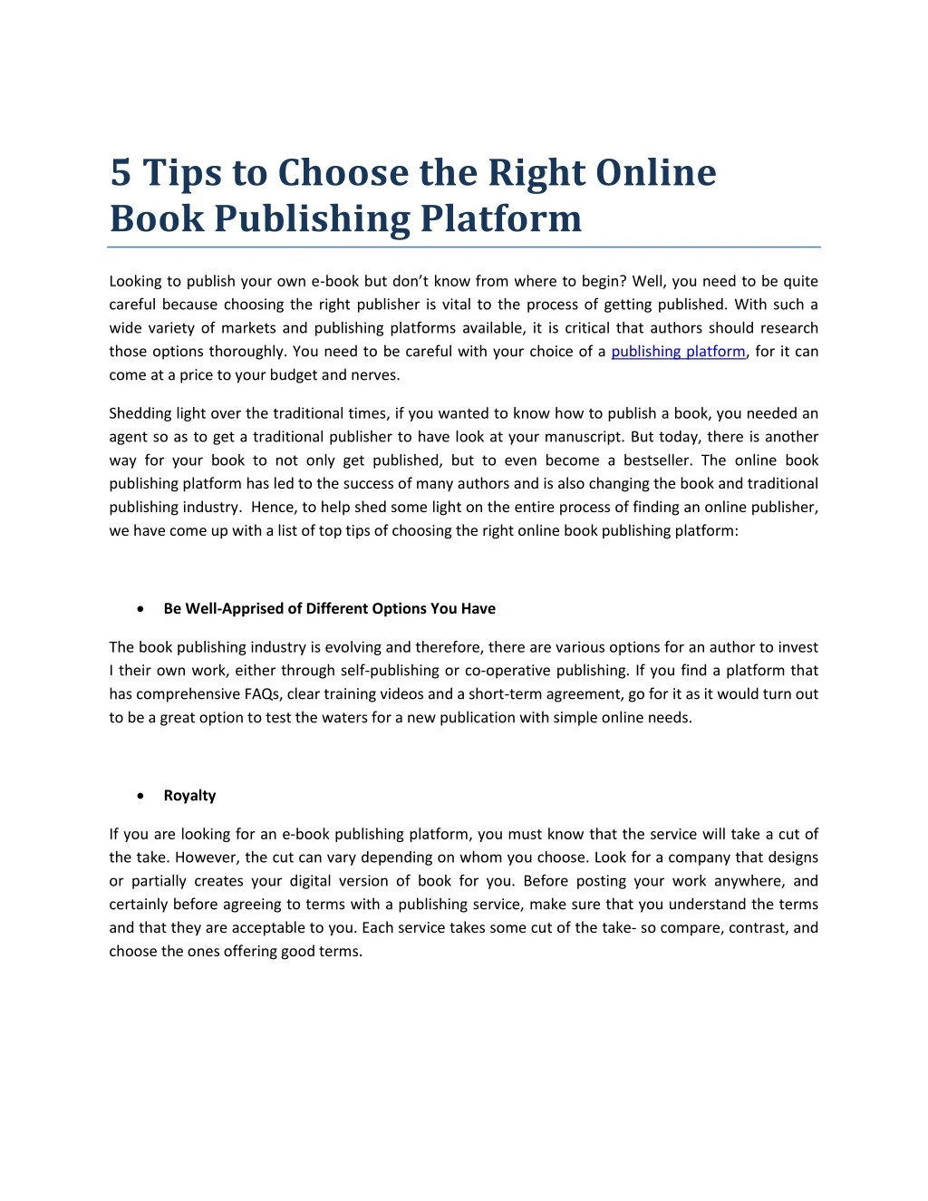 5 tips to choose the right online book publishing