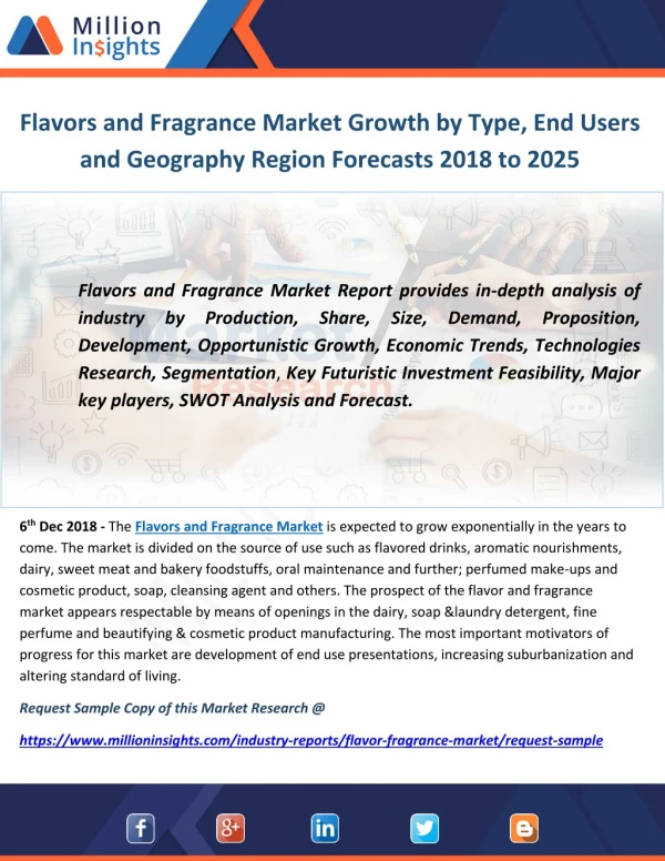 Flavors and Fragrance Market Growth by Type, End Users and Geography Region Forecasts 2018 to 2025