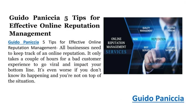 Guido Paniccia 5 Tips for Effective Online Reputation Management