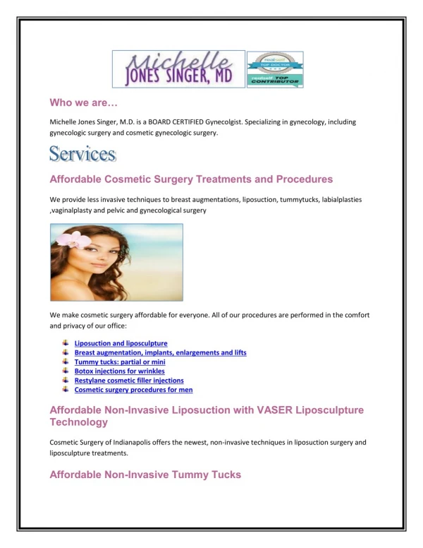 Vaginal Cosmetic Surgery -Cosmetic Surgery of Indianapolis