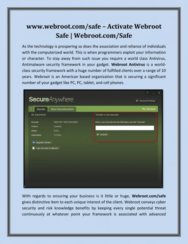www.webroot.com/safe – Activate Webroot Safe | Webroot.com/Safe