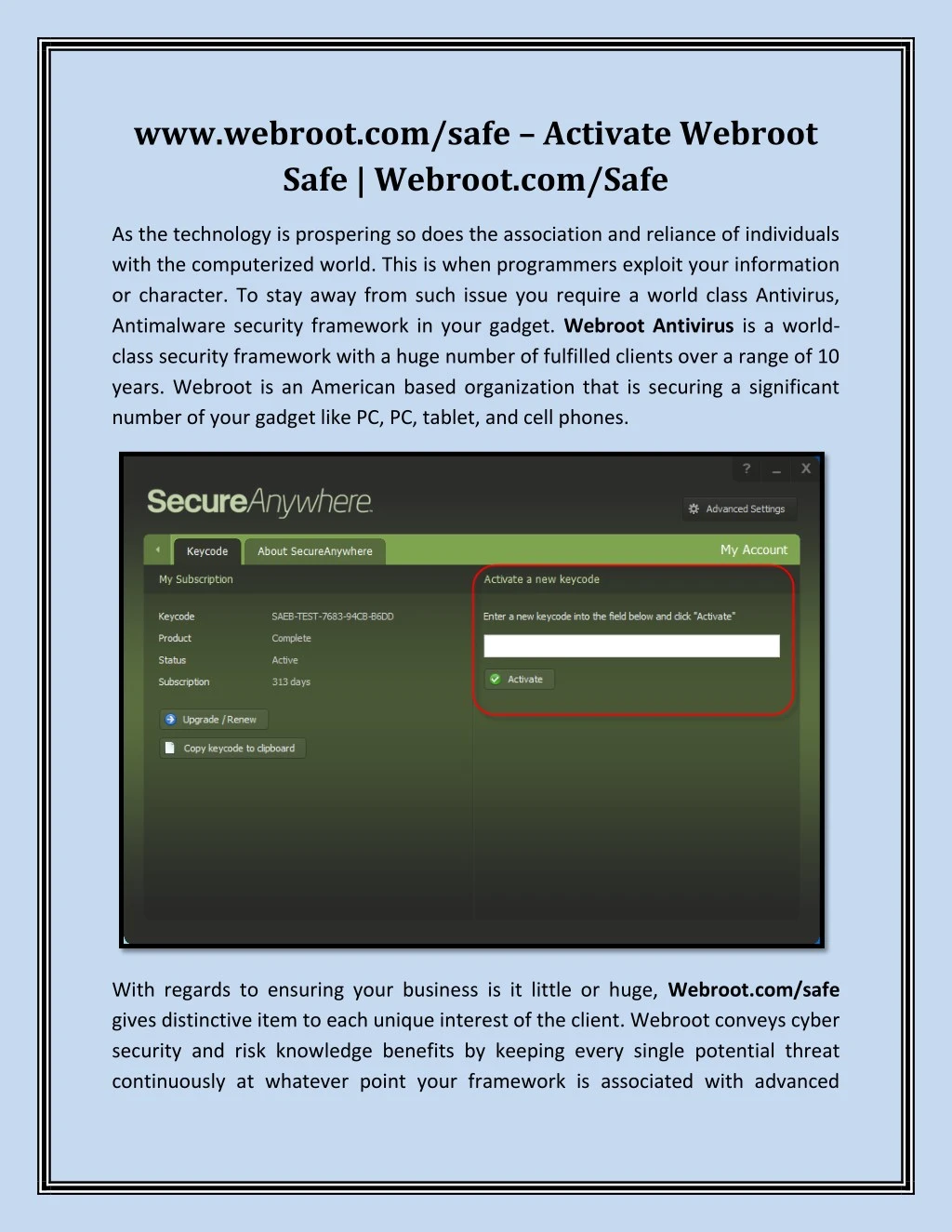 www webroot com safe activate webroot safe