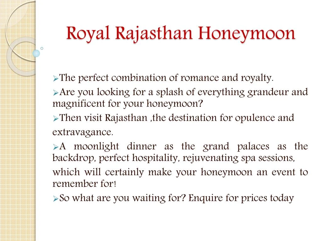 royal rajasthan honeymoon