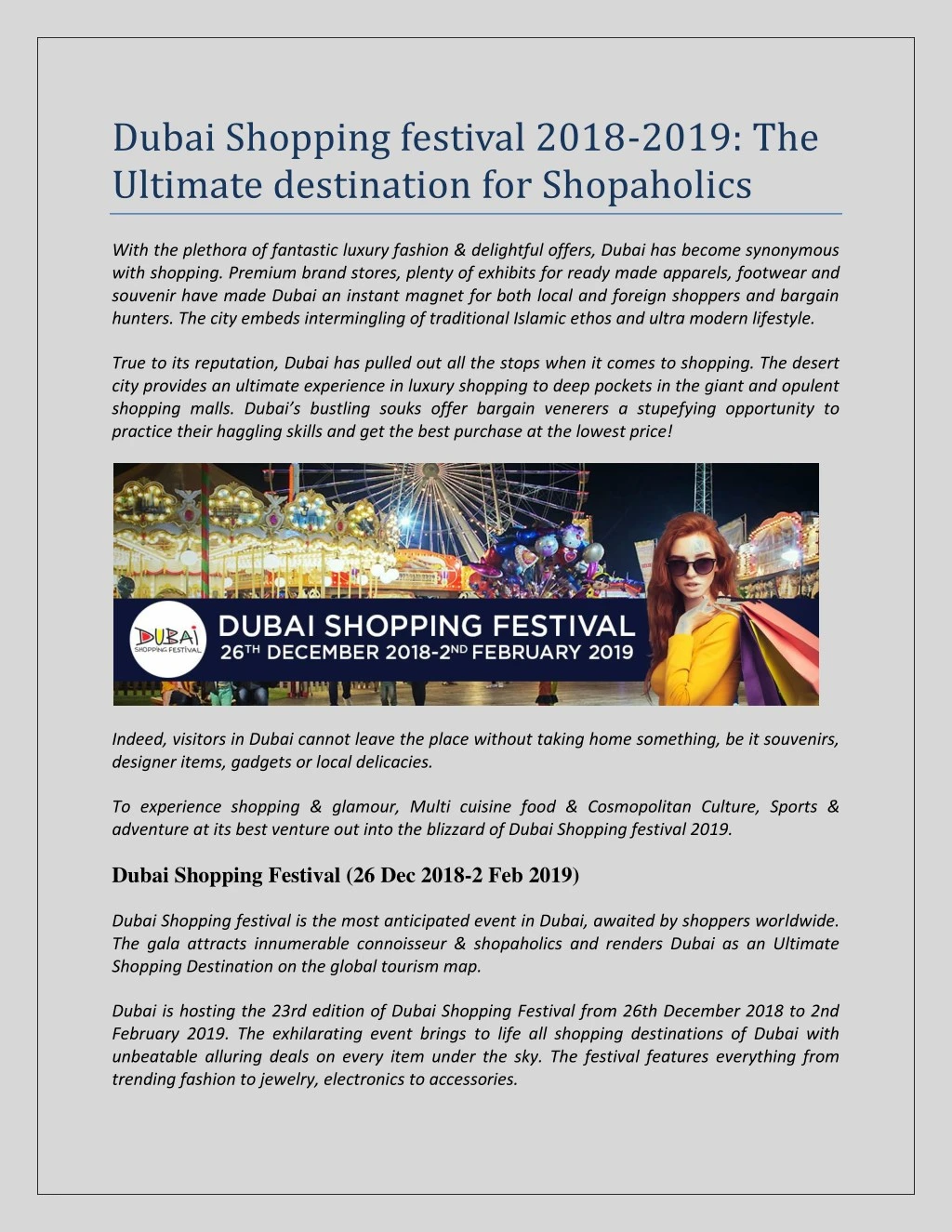 dubai shopping festival 2018 2019 the ultimate