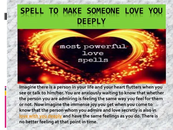 Spells To Make Someone Love You Deeply