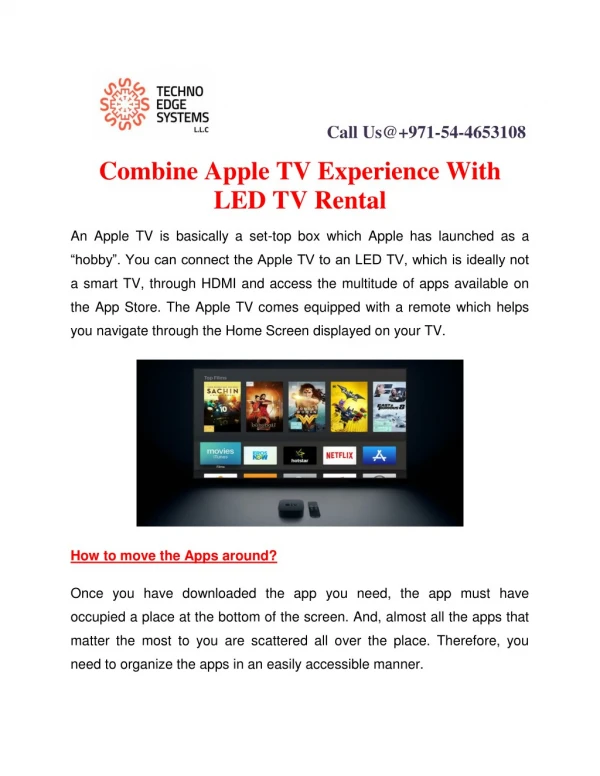Combine Apple TV experience with LED TV rental