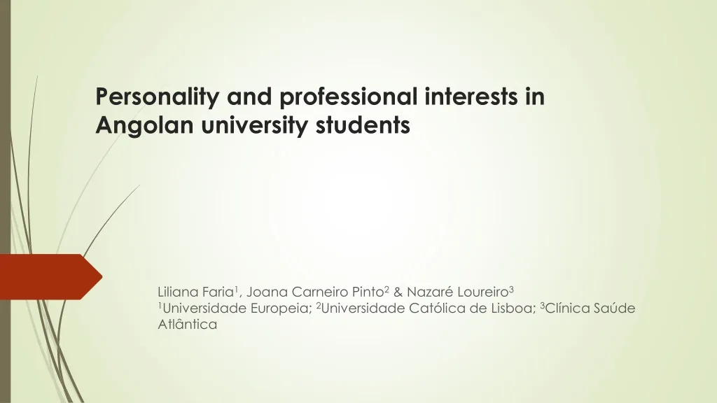 personality and professional interests in angolan university students