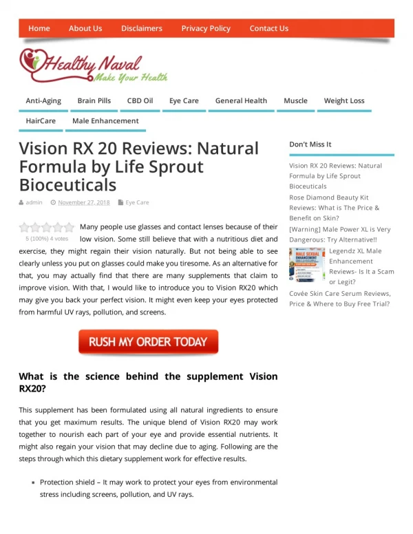 How To Take Vision Rx20 Pills?