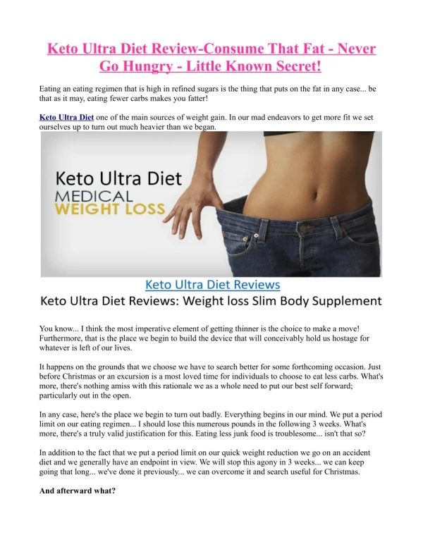 Keto Ultra Diet:The Varieties of Natural Fat Burner Supplements