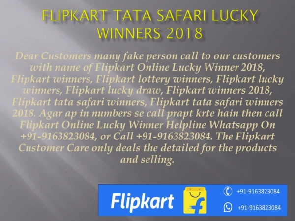 Flipkart TaTa Safari Winners 2018
