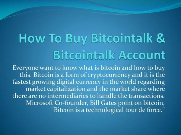 How To Buy Bitcointalk & Bitcointalk Account