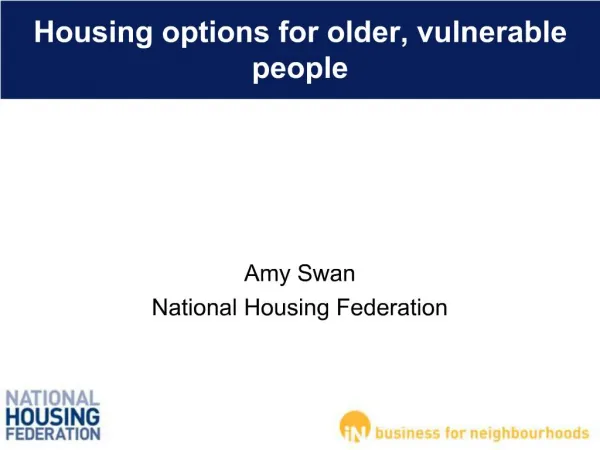 Housing options for older, vulnerable people