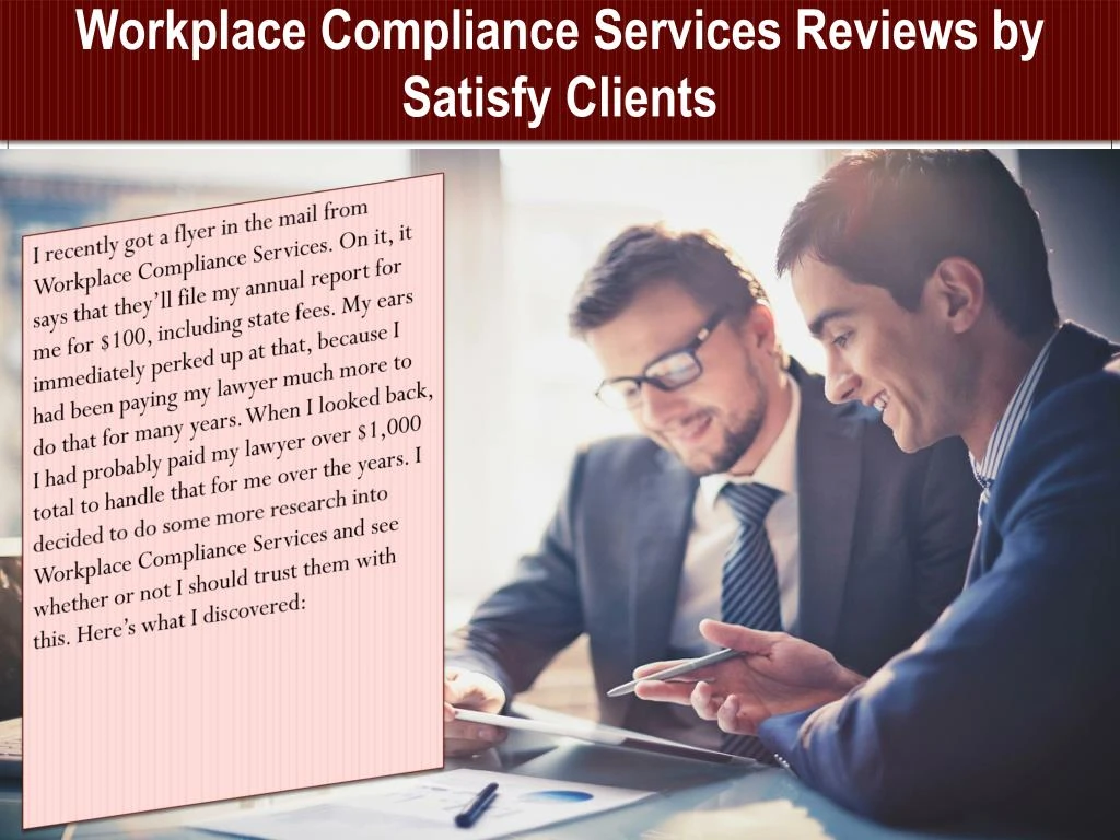 workplace compliance services reviews by satisfy clients