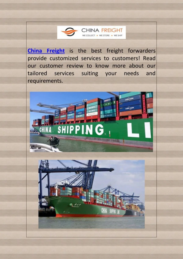 China Freight -Best Freight Forwarders in China