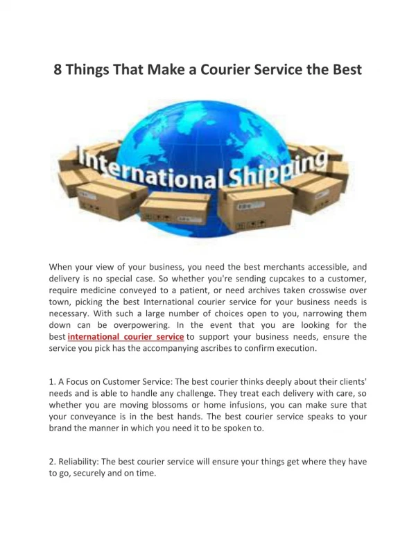 8 Things That Make a Courier Service the Best