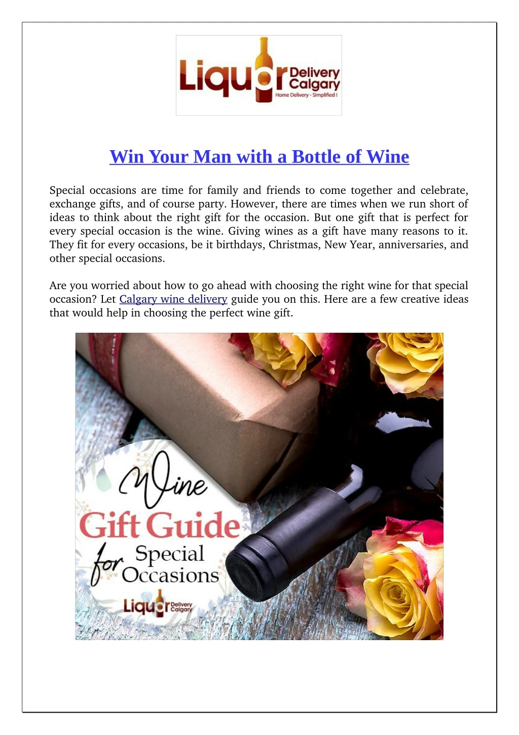 win your man with a bottle of wine